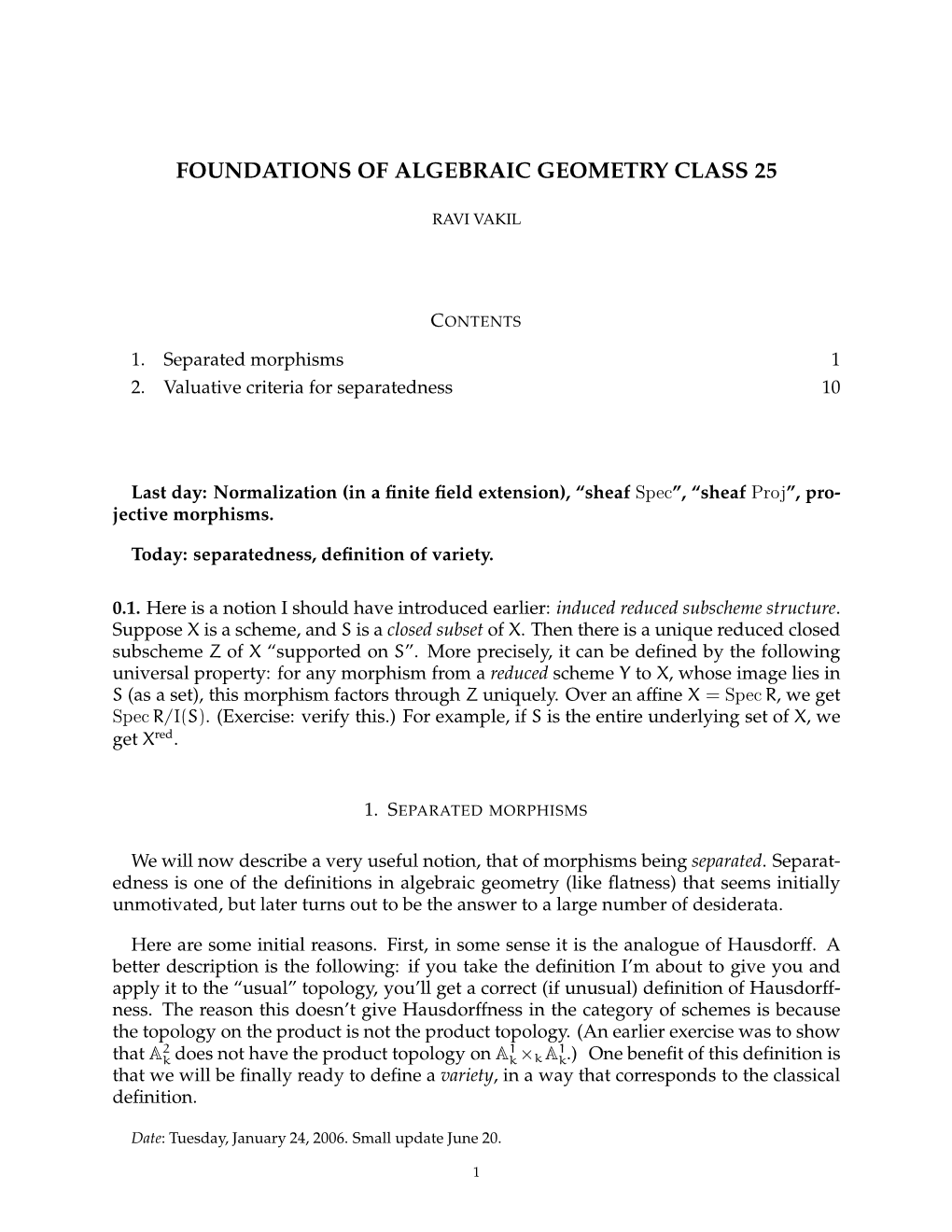 Foundations of Algebraic Geometry Class 25