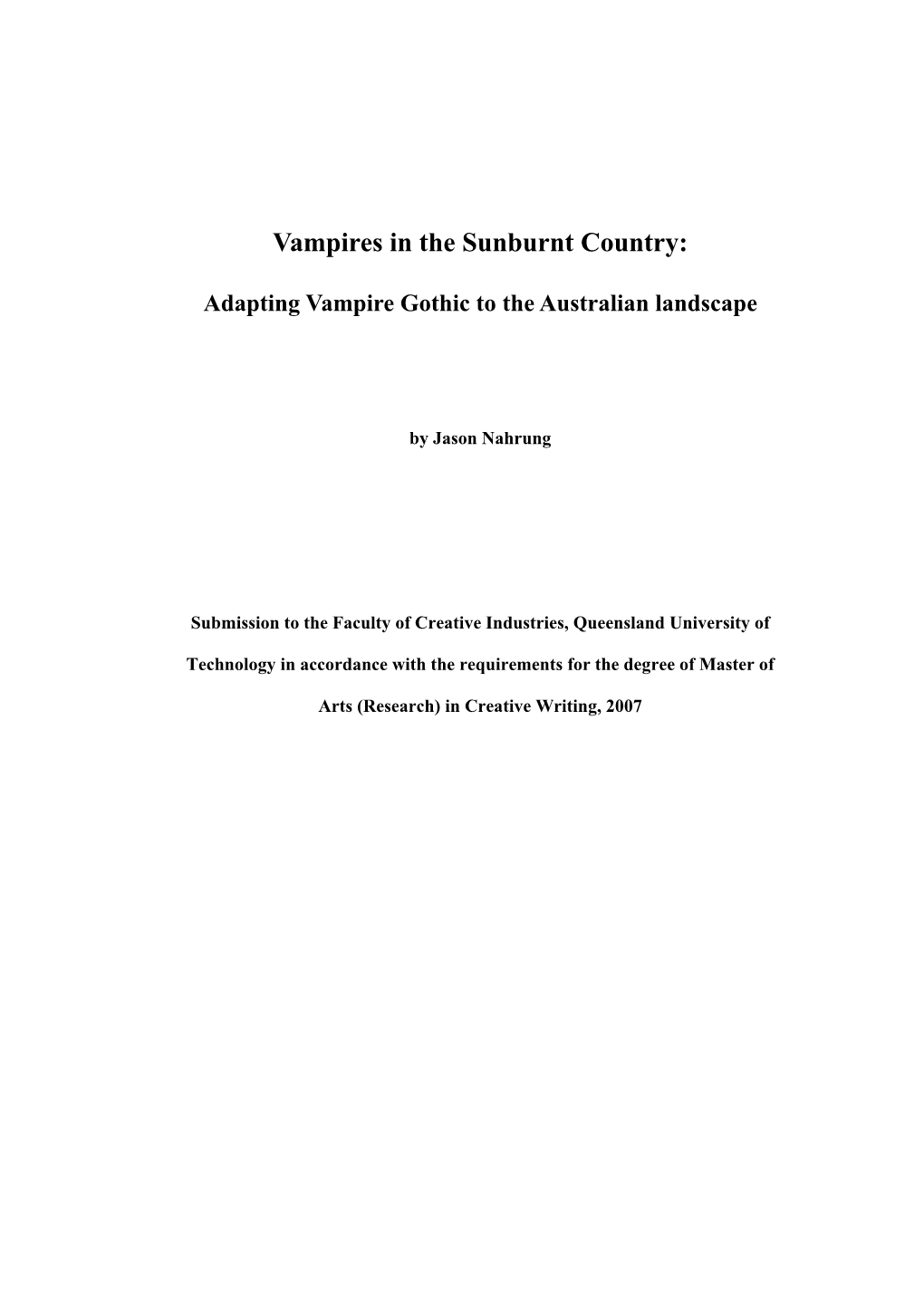 Vampires in the Sunburnt Country