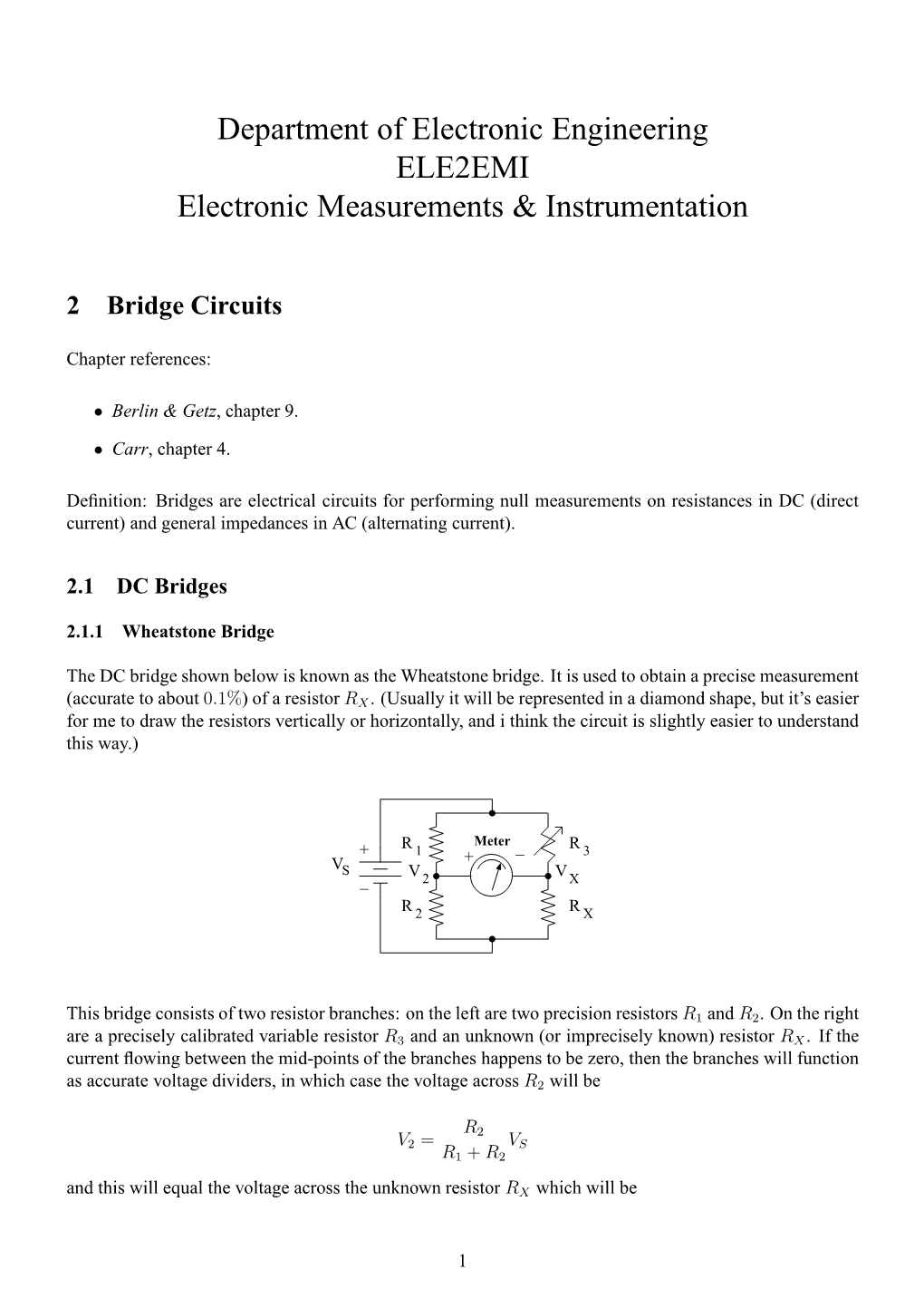 Department of Electronic Engineering ELE2EMI Electronic Measurements & Instrumentation