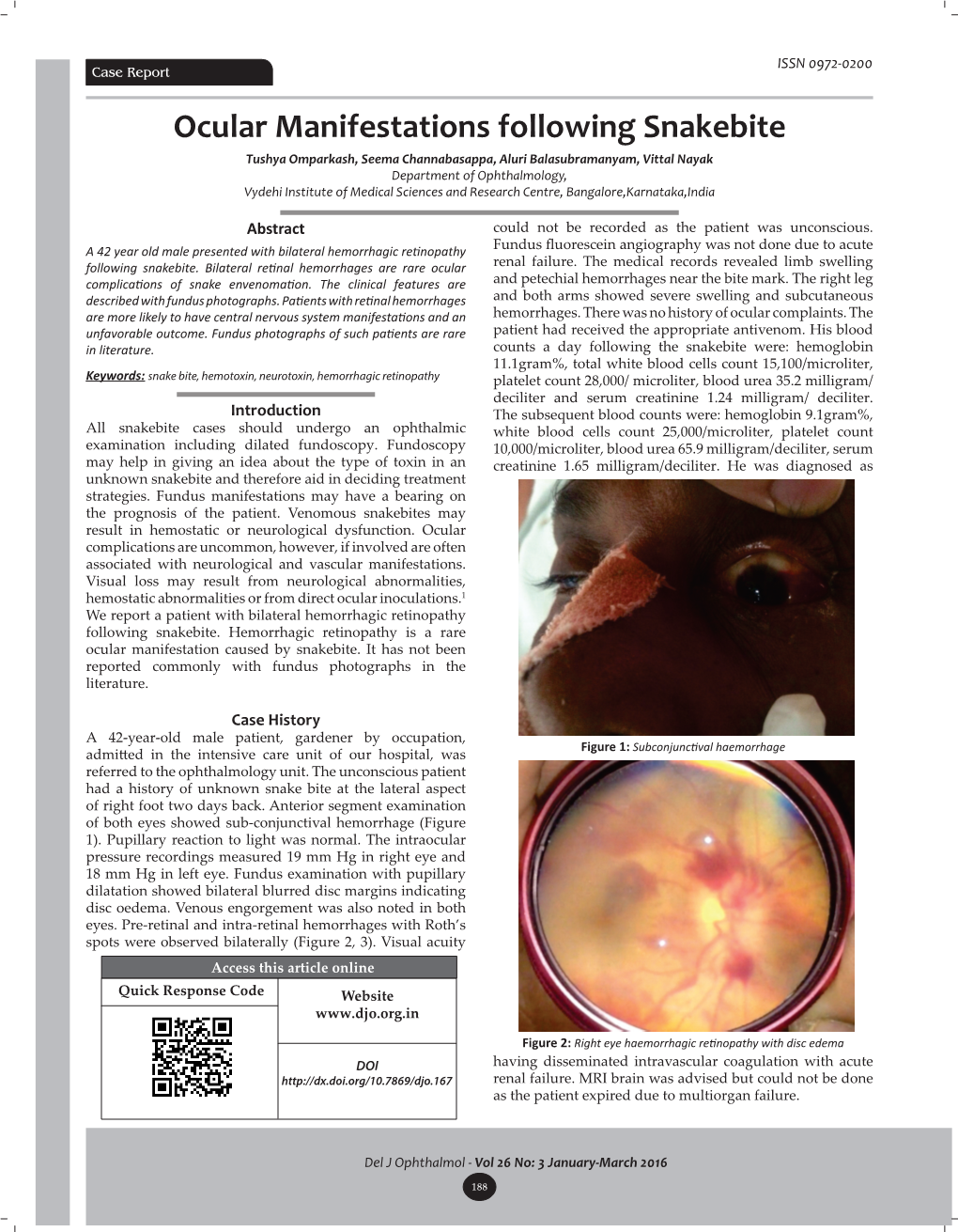 Ocular Manifestations Following Snakebite