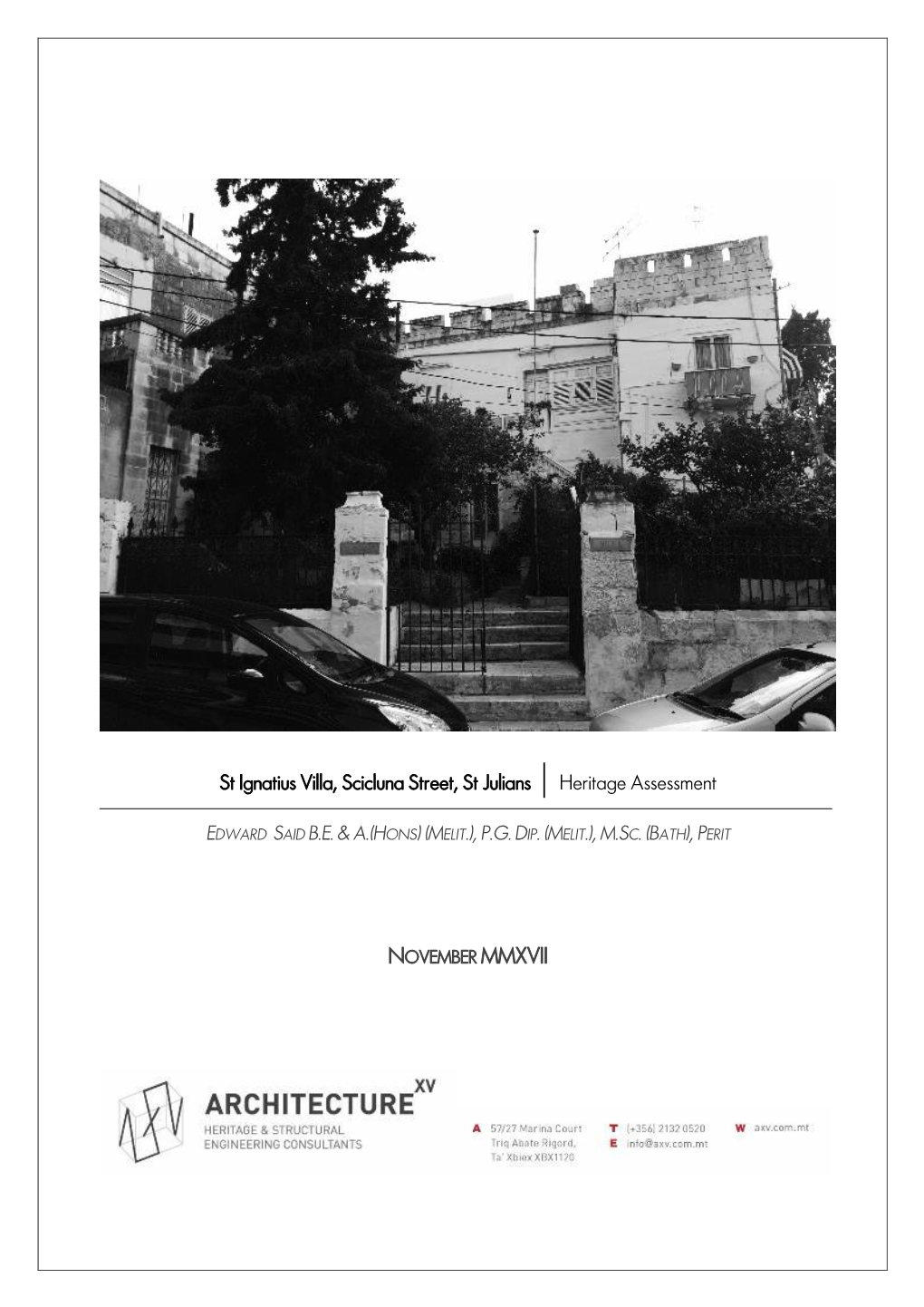St Ignatius Villa, Scicluna Street, St Julians | Heritage Assessment
