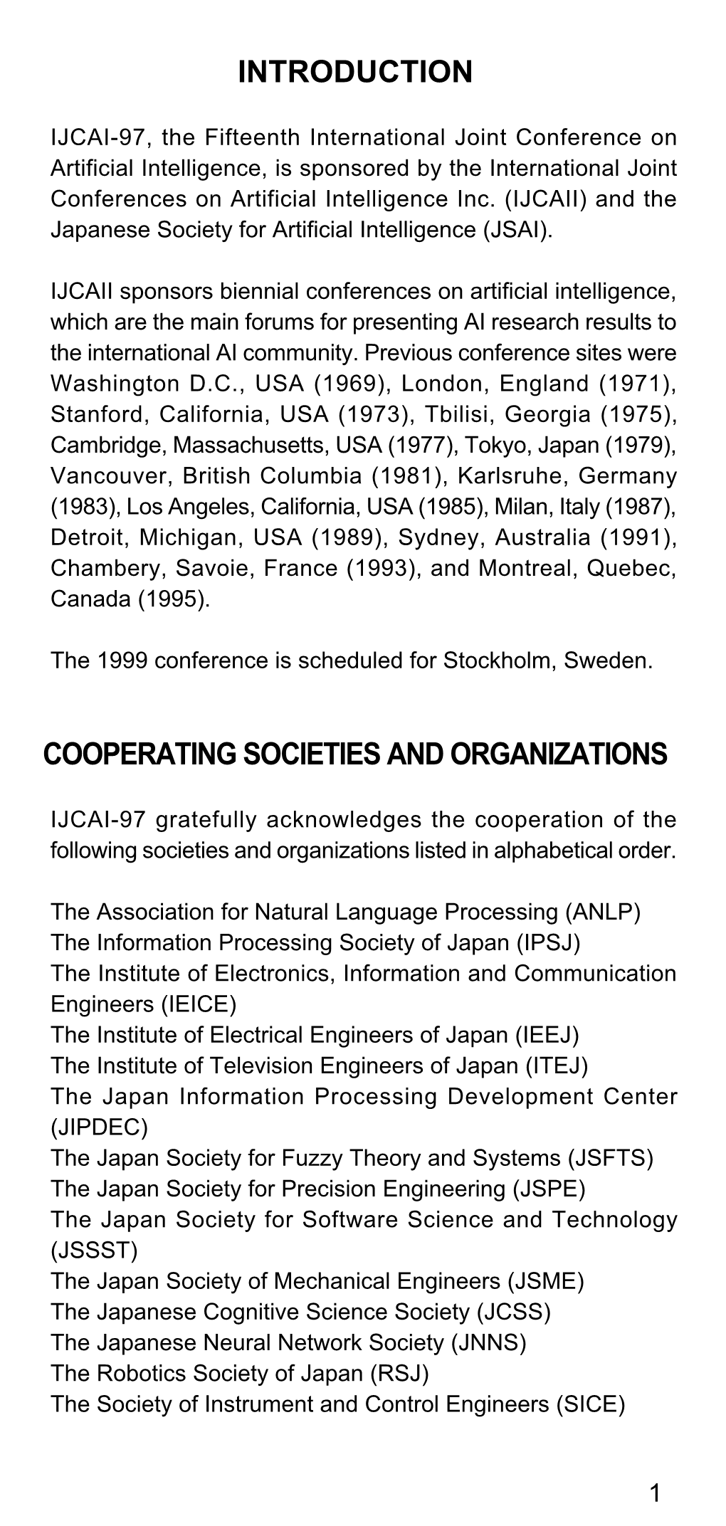 Introduction Cooperating Societies and Organizations