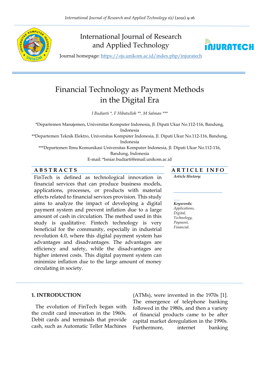 Financial Technology As Payment Methods in the Digital Era