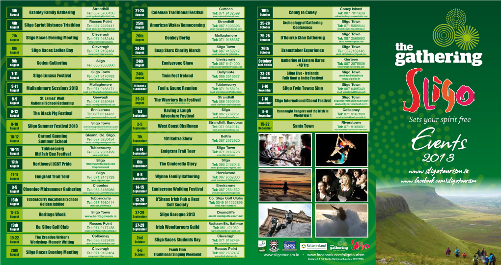 Sligo Gathering Events Brochure 2013