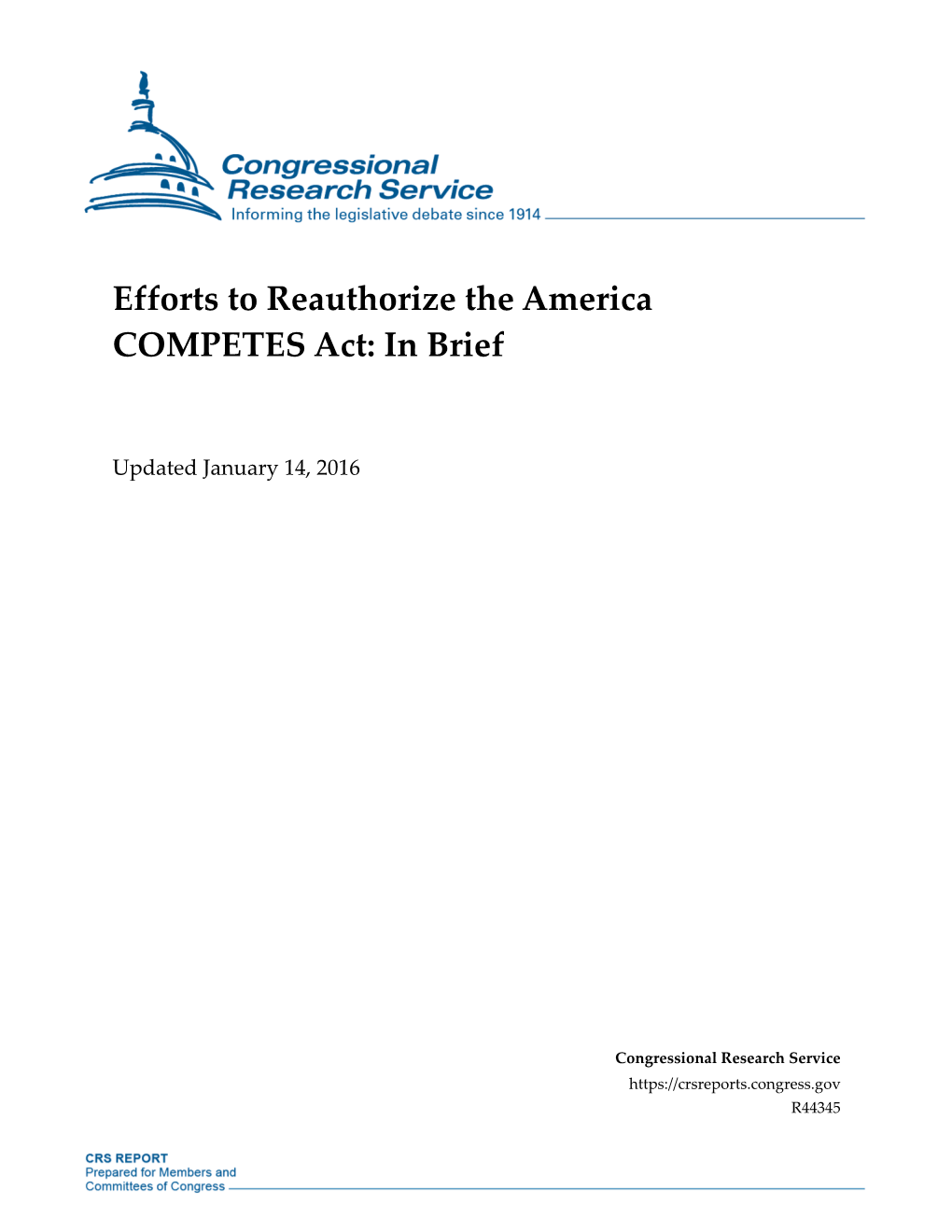 Efforts to Reauthorize the America COMPETES Act: in Brief