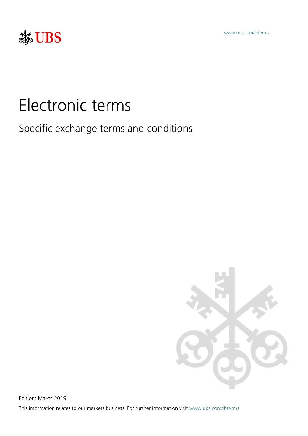 Electronic Terms Specific Exchange Terms and Conditions