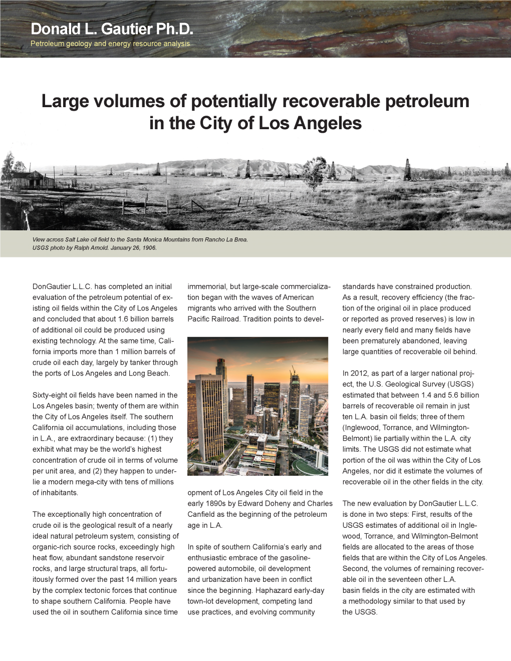 Donald L. Gautier Ph.D. Large Volumes of Potentially Recoverable Petroleum in the City of Los Angeles I