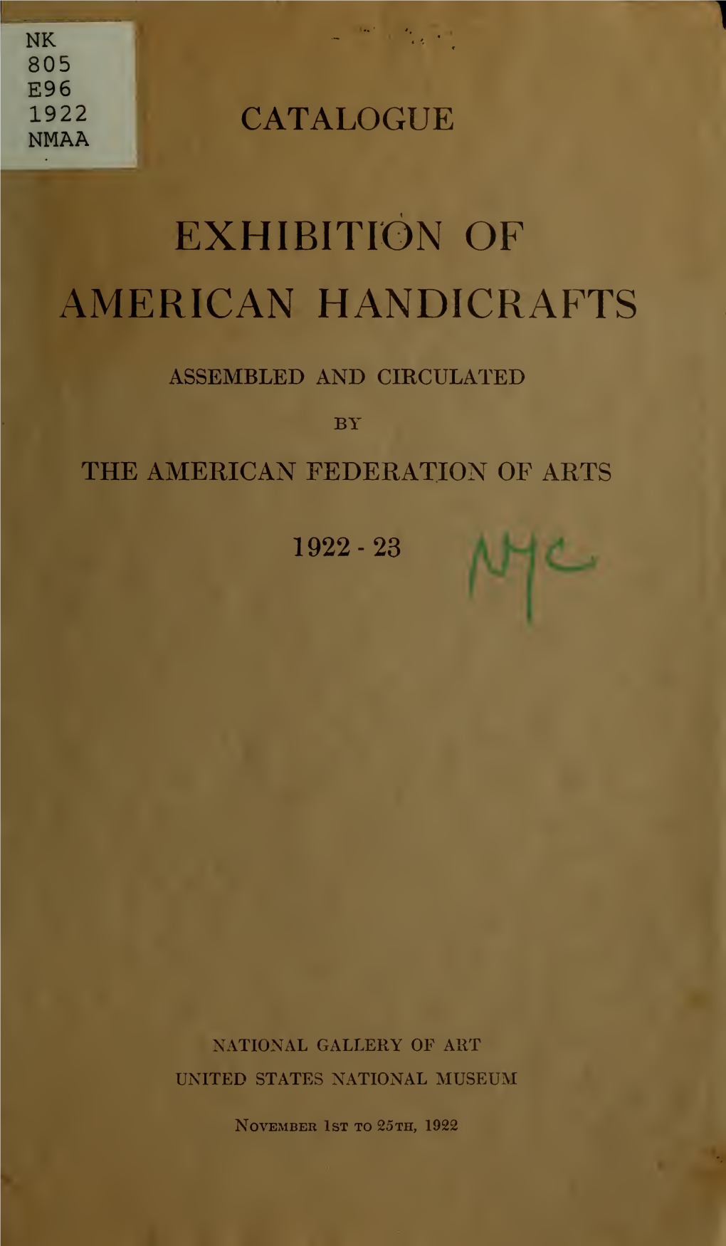 Exhibition of American Handicrafts : Catalogue