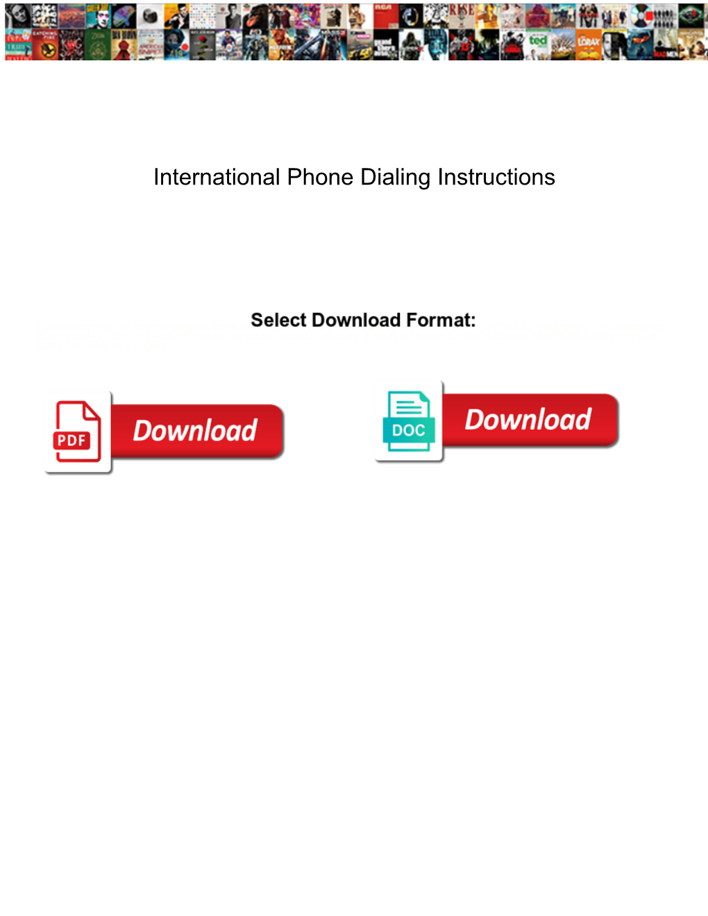 International Phone Dialing Instructions