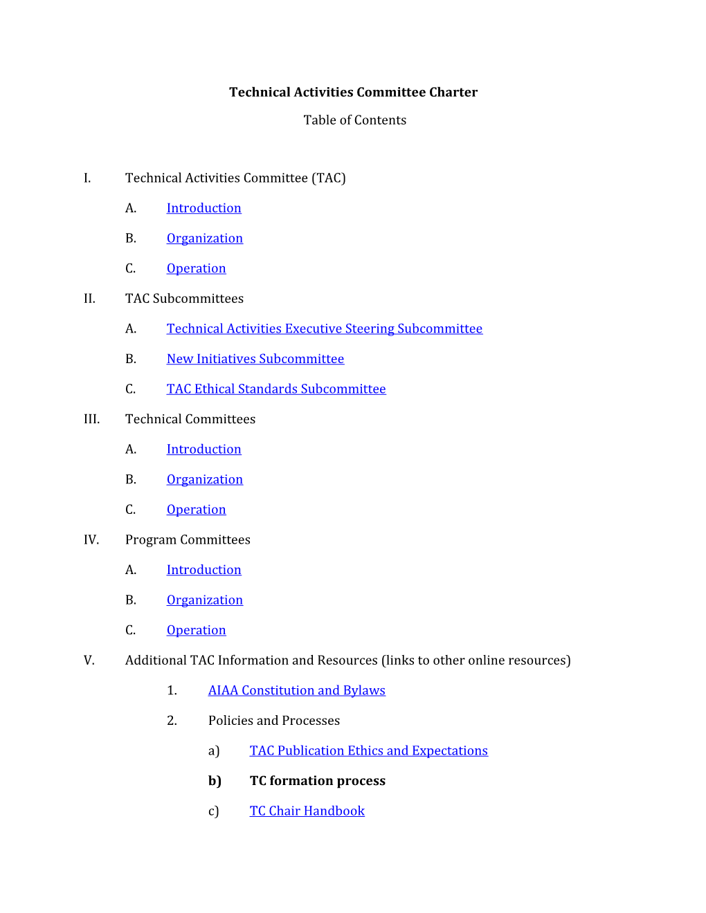 Technical Activities Committee Charter