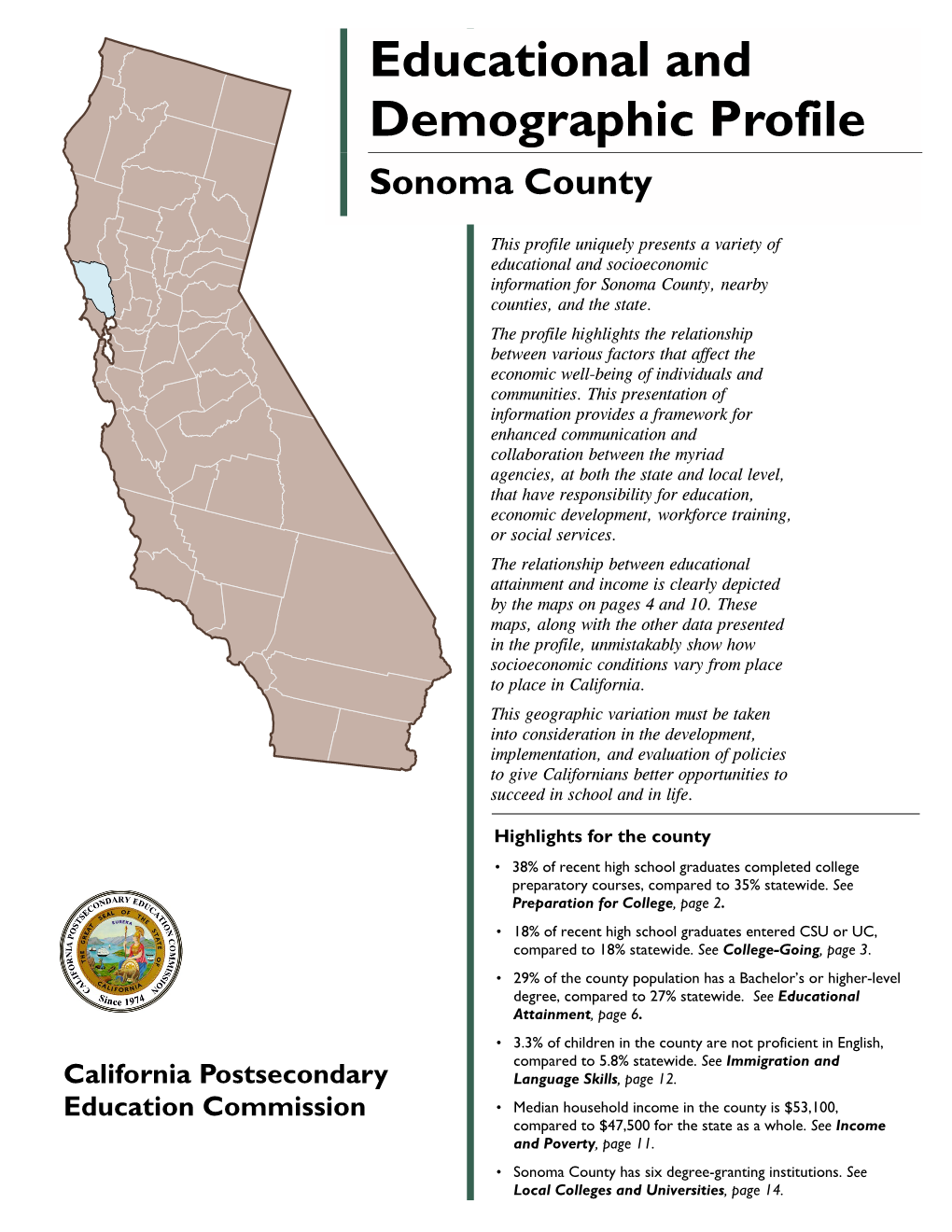 Educational and Demographic Profile • Sonoma County • 3 • University-Going Rates for Public High Schools