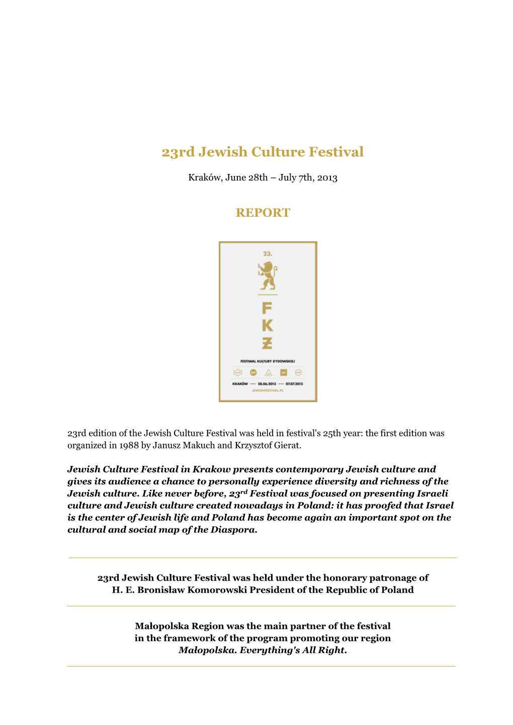 23Rd Jewish Culture Festival