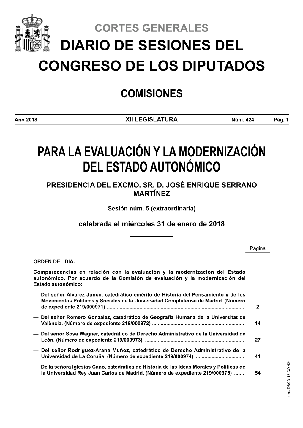 Diario De Sesiones De La Comisión Para La Evaluación Y La