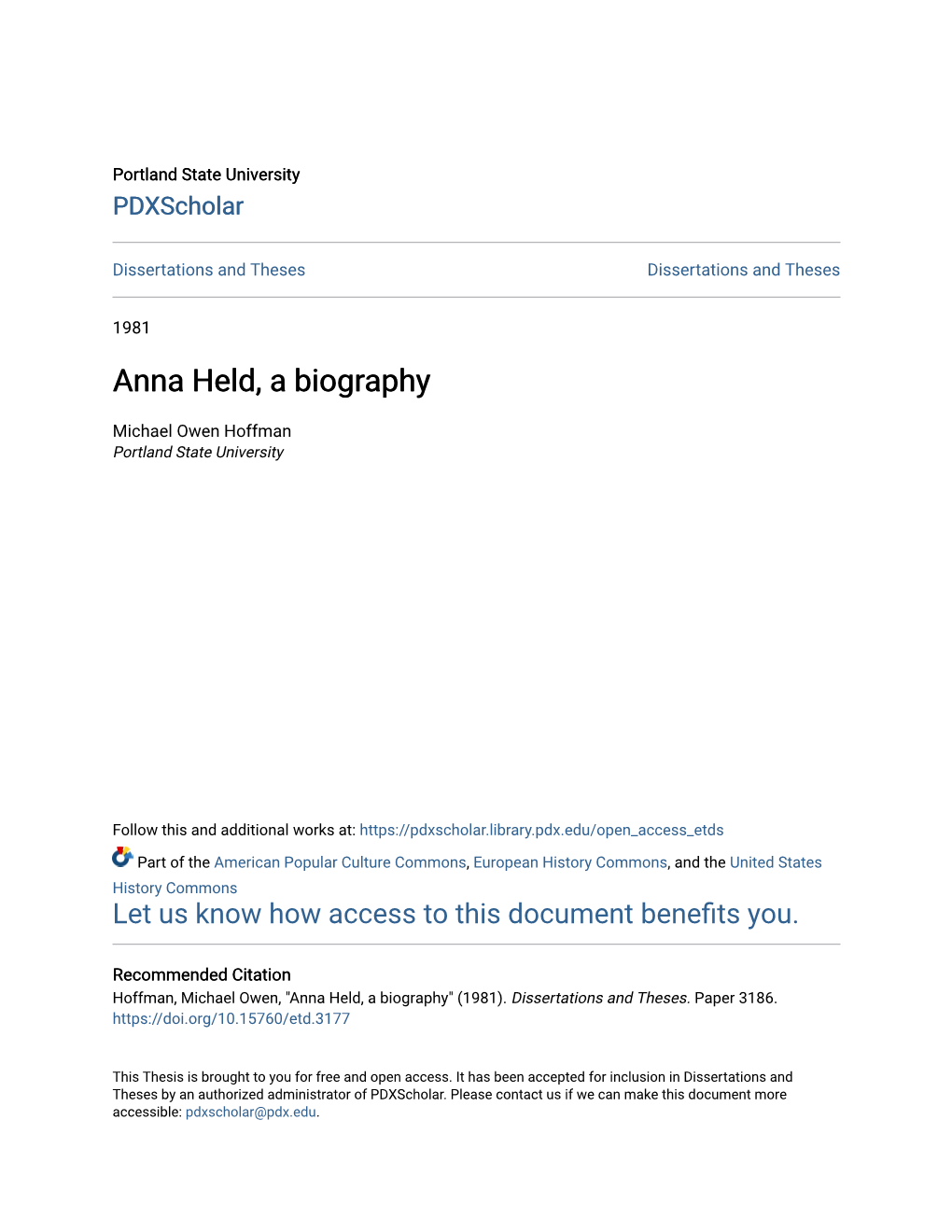 Anna Held, a Biography