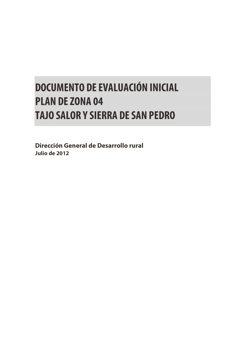 Documento De Evaluación Inicial Plan De Zona 04 Tajo Salor Y Sierra De San Pedro