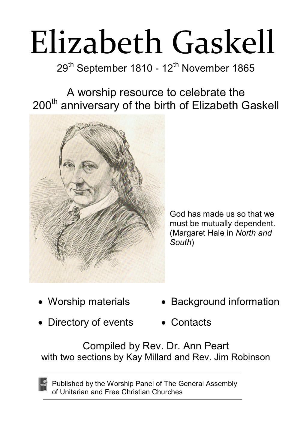 Elizabeth Gaskell 29Th September 1810 - 12Th November 1865