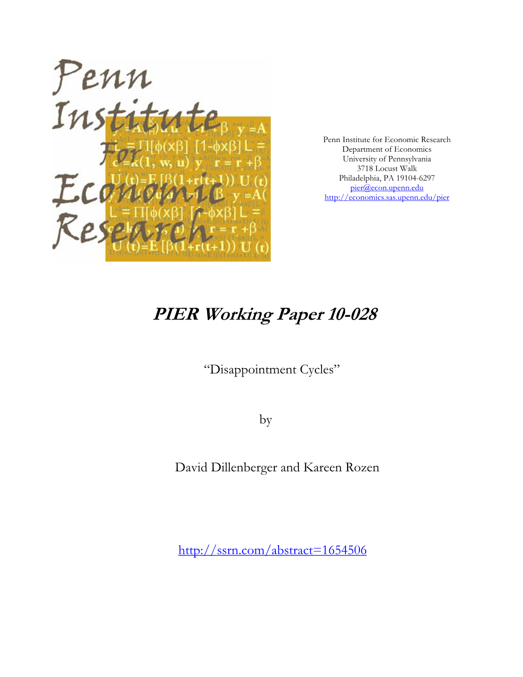 PIER Working Paper 10-028