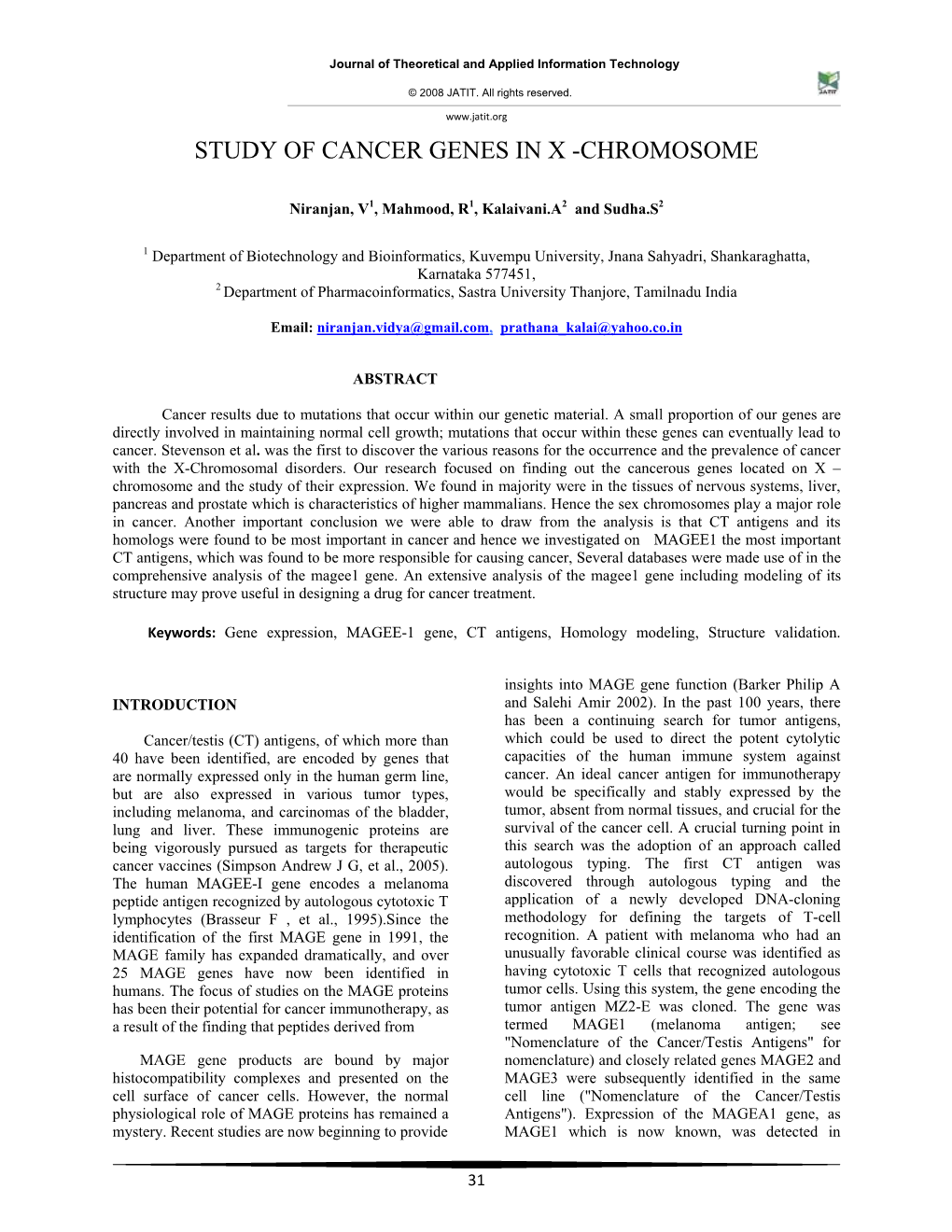 Study of Cancer Genes in X -Chromosome