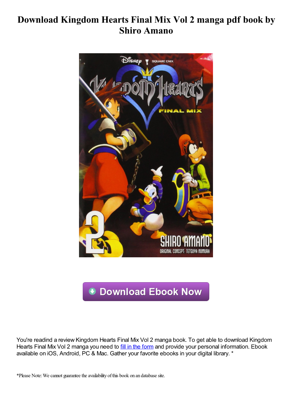 Download Kingdom Hearts Final Mix Vol 2 Manga Pdf Ebook by Shiro