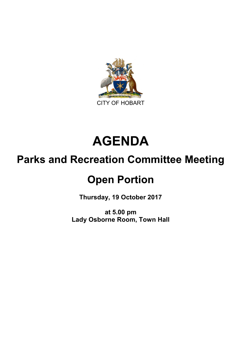 Agenda of Parks and Recreation Committee Meeting