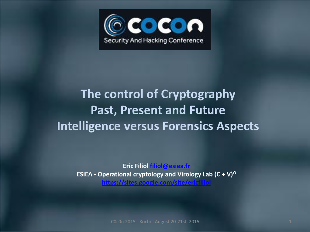 The Control of Cryptology by Nation States