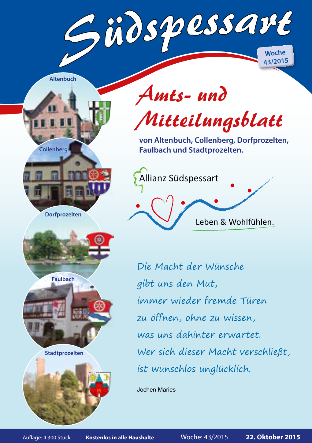 Südspessart Vom 22.10.2015 – Seite 2 Gemeinde Altenbuch Amtliches