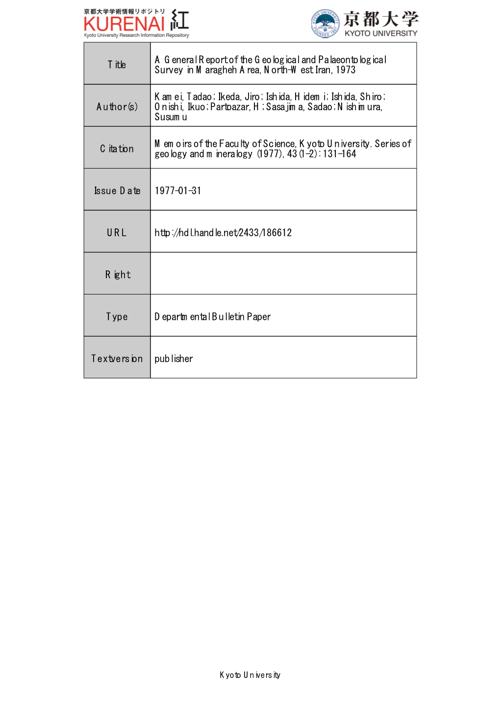 Title a General Report of the Geological And