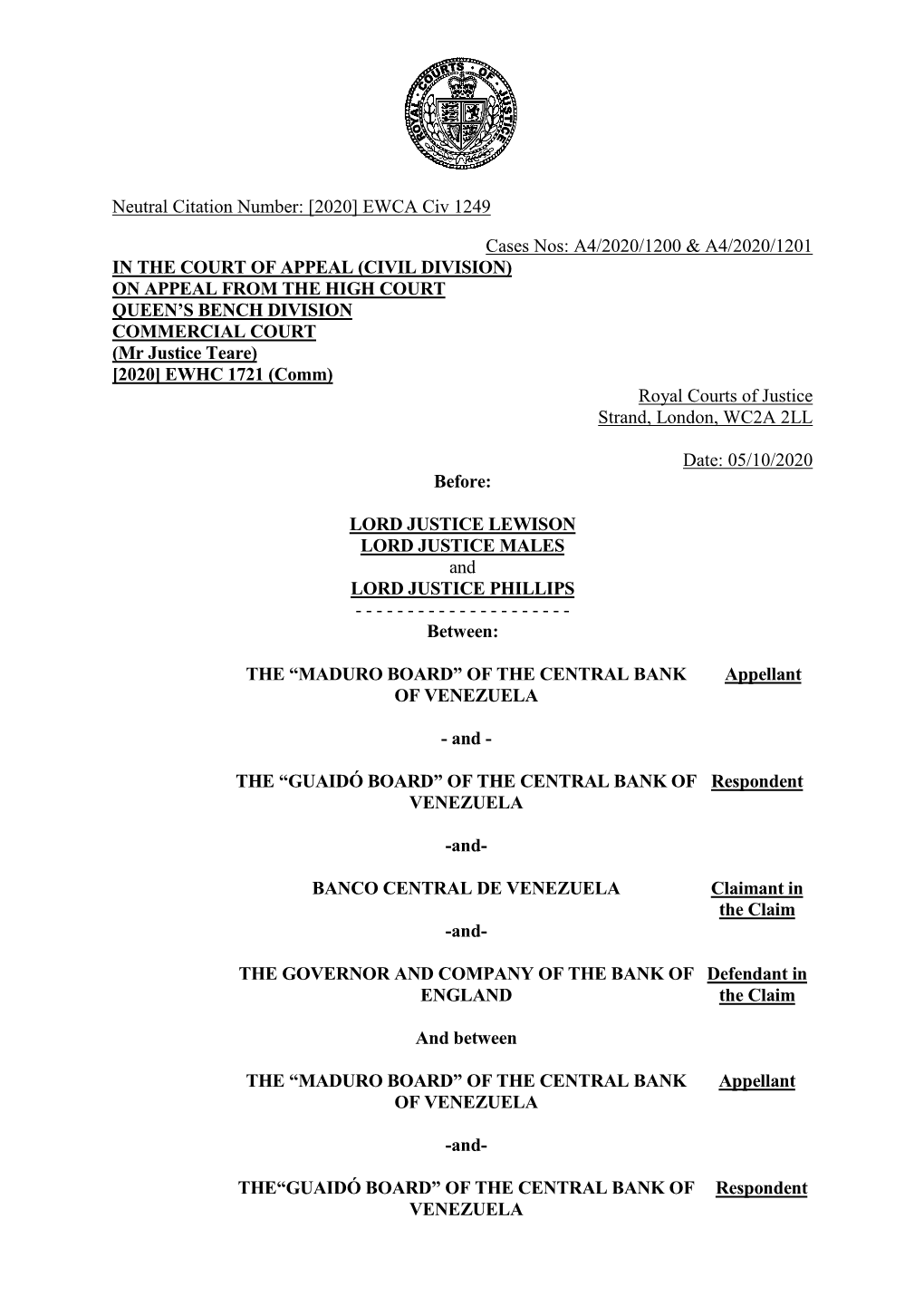 Maduro Board -V- Guaido Board Judgment