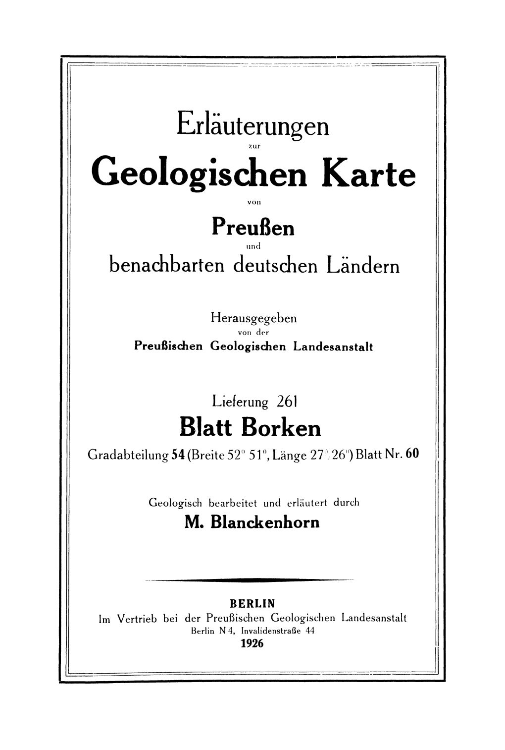 Geologischen Karte VOI) Preußen Und Benachbarten Deutschen Ländern