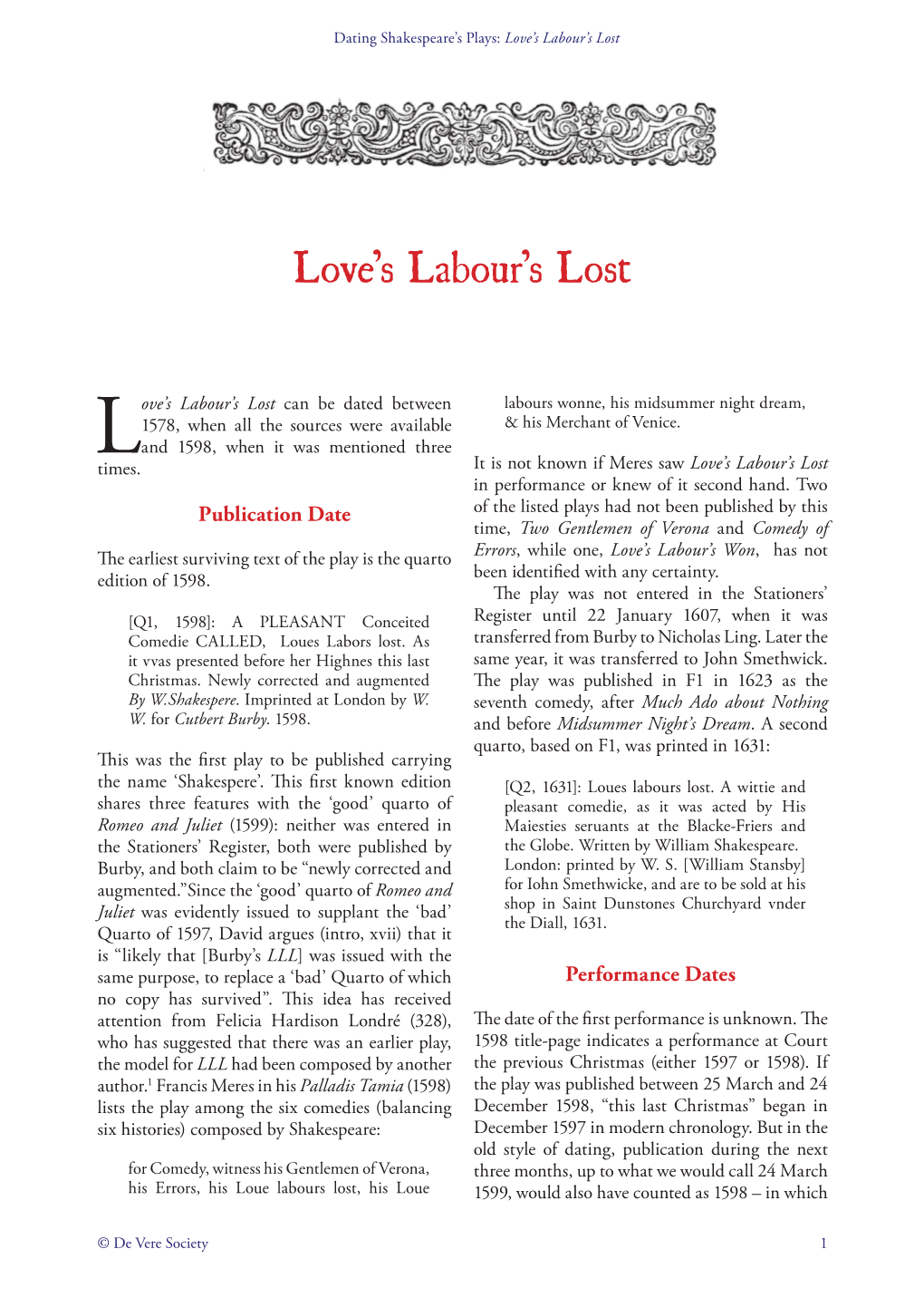 Love's Labour's Lost