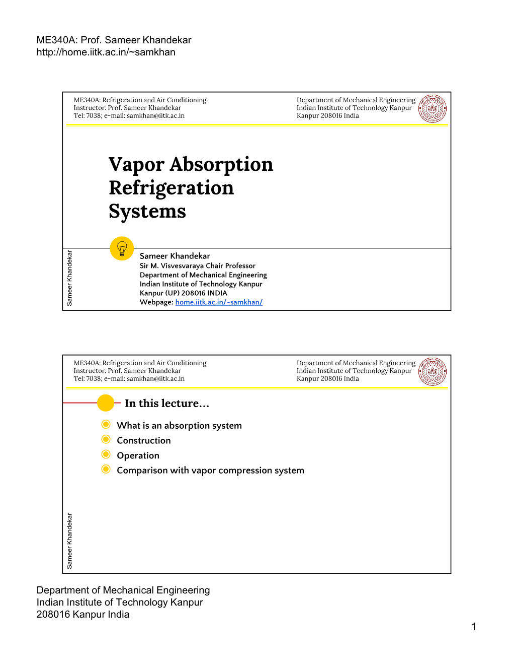 Vapor Absorption Refrigeration Systems