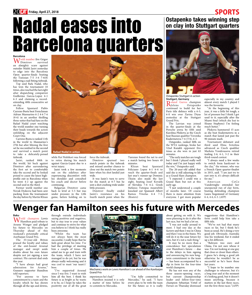 Nadal Eases Into Barcelona Quarters