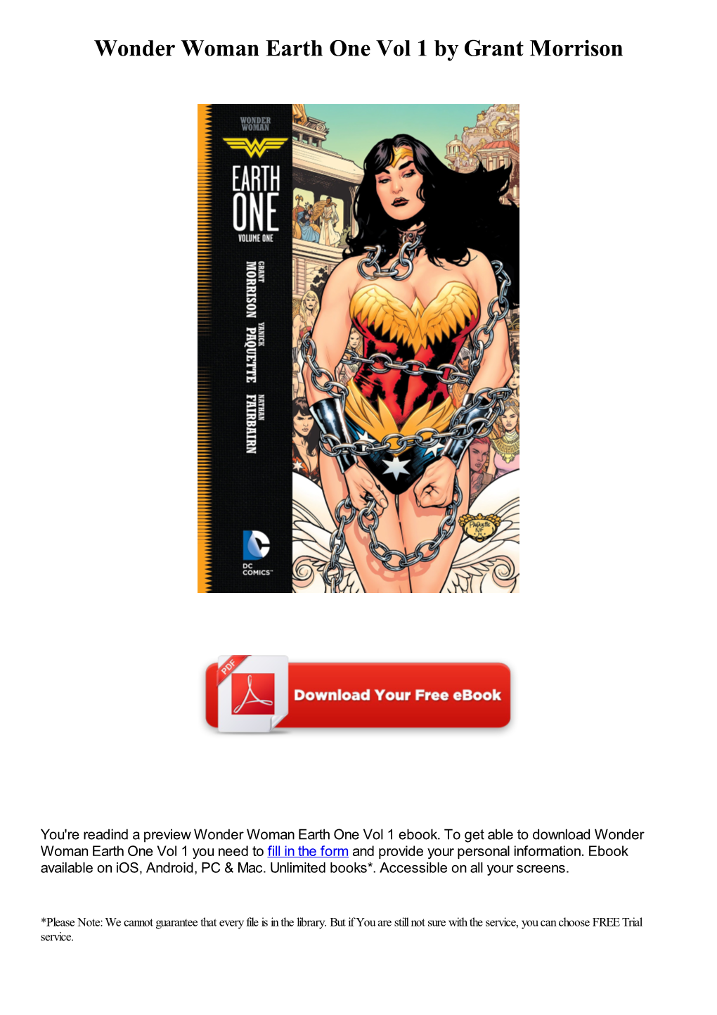 Wonder Woman Earth One Vol 1 by Grant Morrison