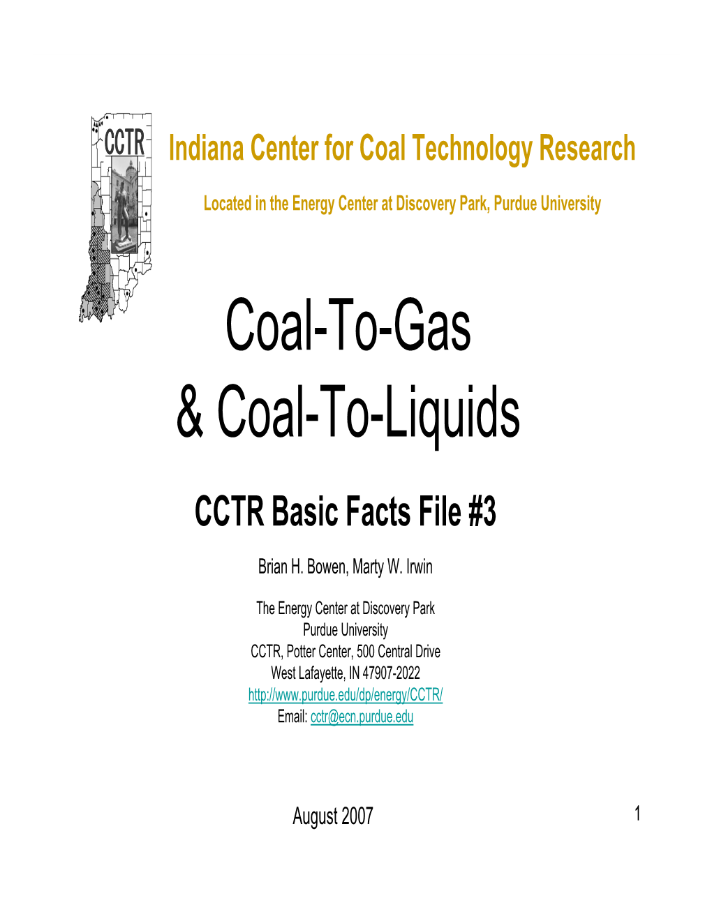 Coal-To-Gas & Coal-To-Liquids