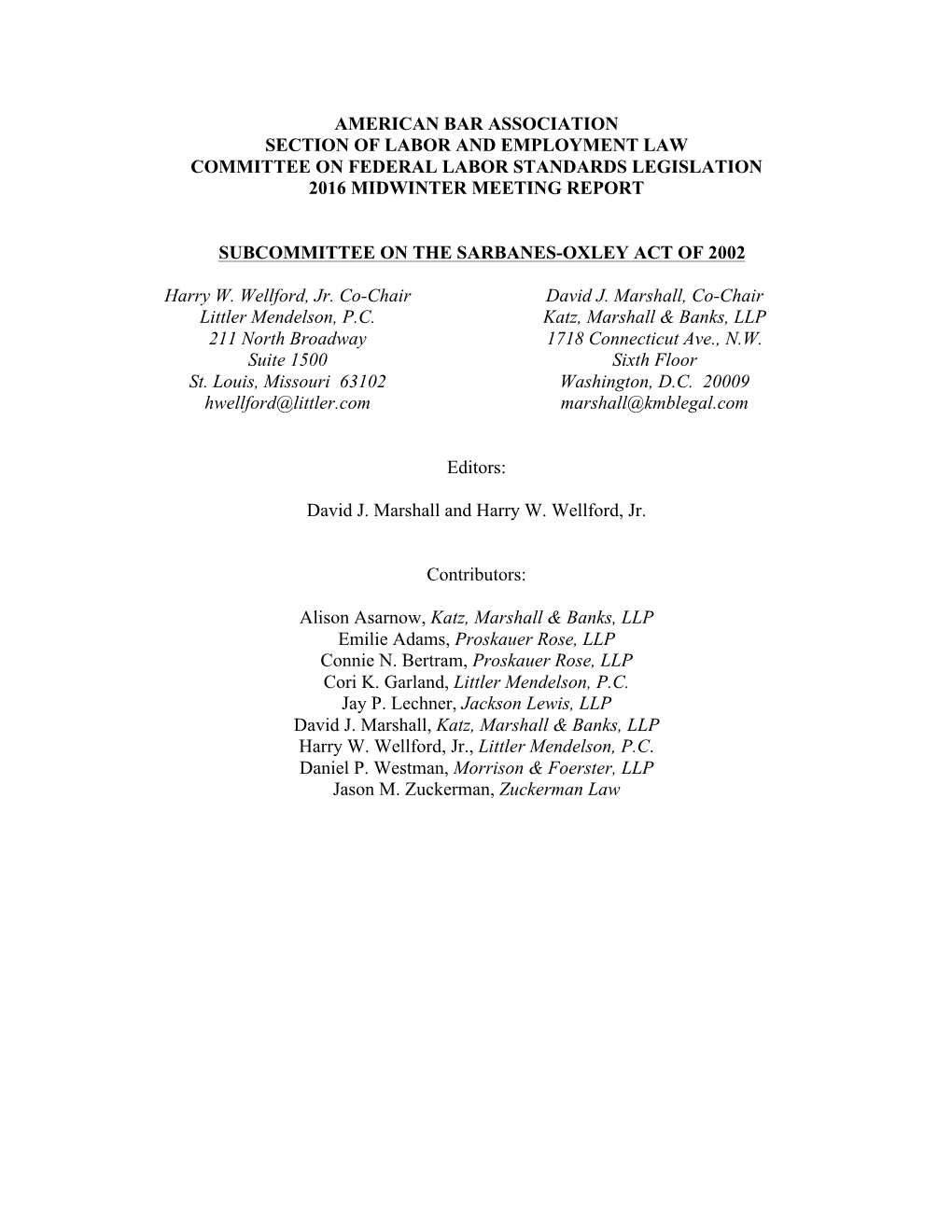 2016 Annual Update on the Whistleblower Provisions Of