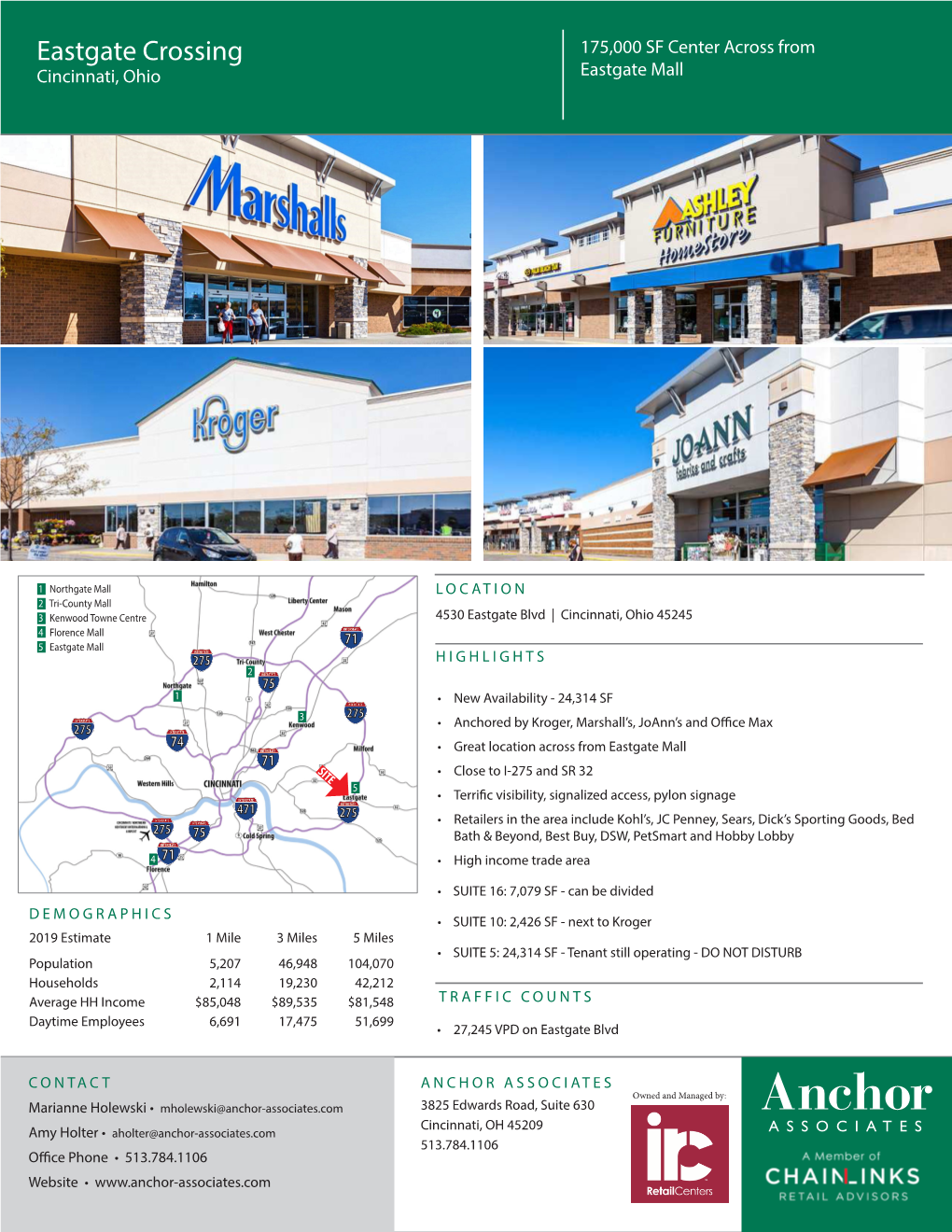 Eastgate Crossing 175,000 SF Center Across from Cincinnati, Ohio Eastgate Mall