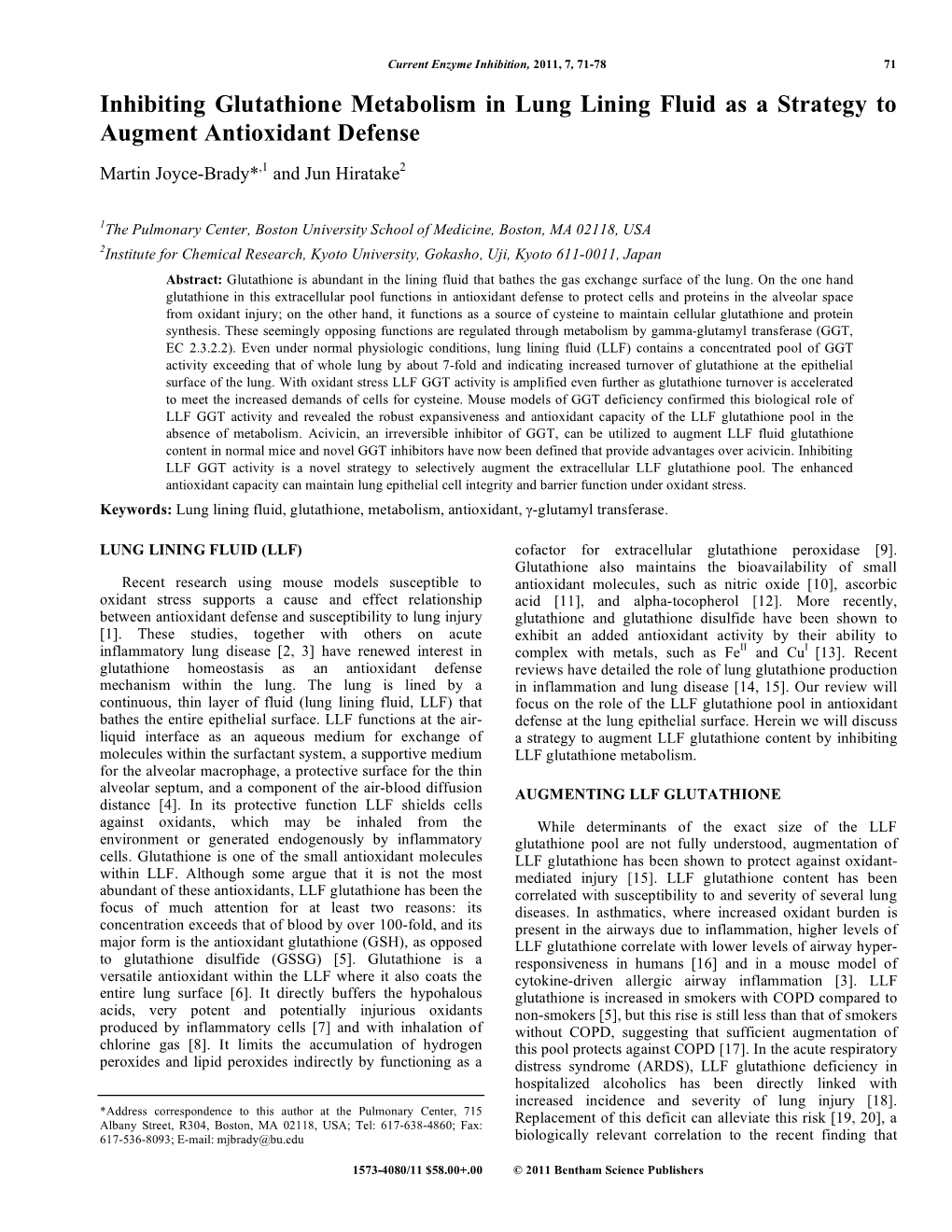 Inhibiting Glutathione Metabolism in Lung Lining Fluid As a Strategy to Augment Antioxidant Defense