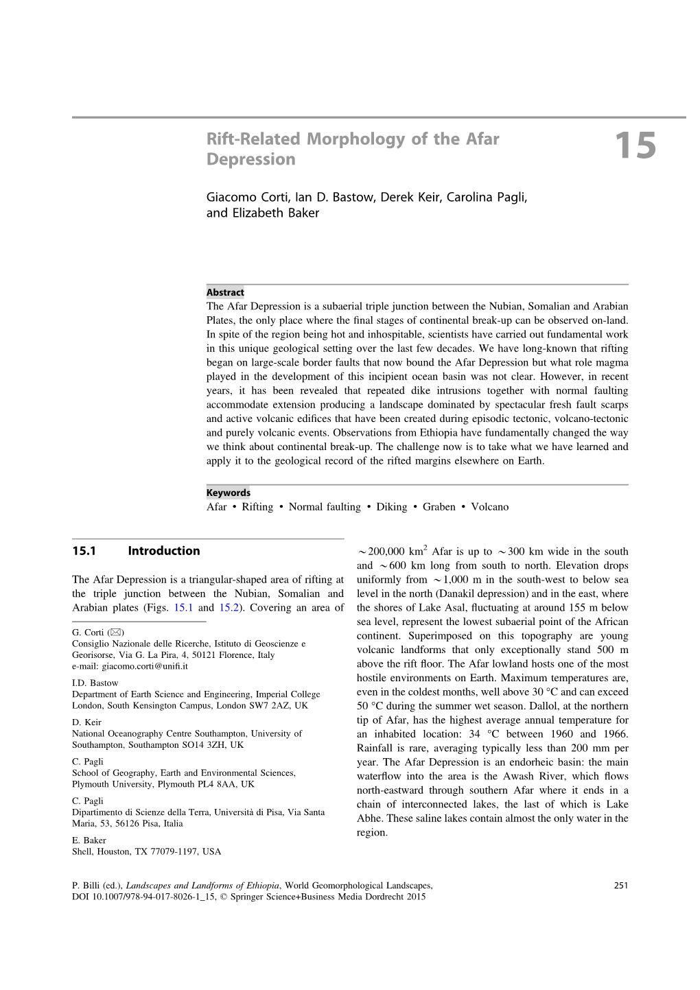 Rift-Related Morphology of the Afar Depression 15