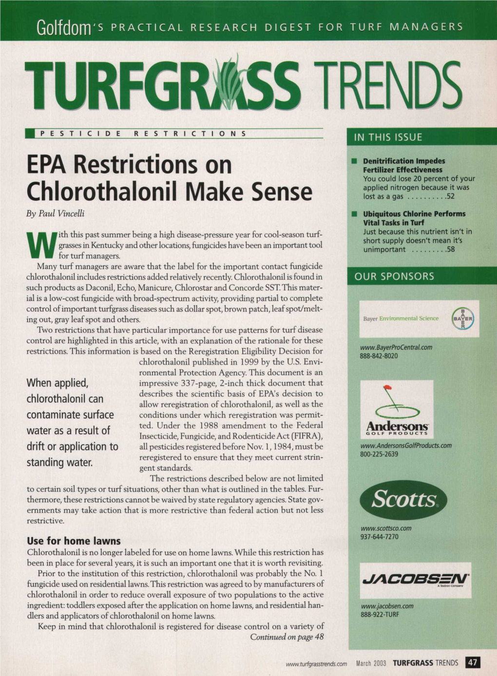 EPA Restrictions on Chlorothalonil Make Sense