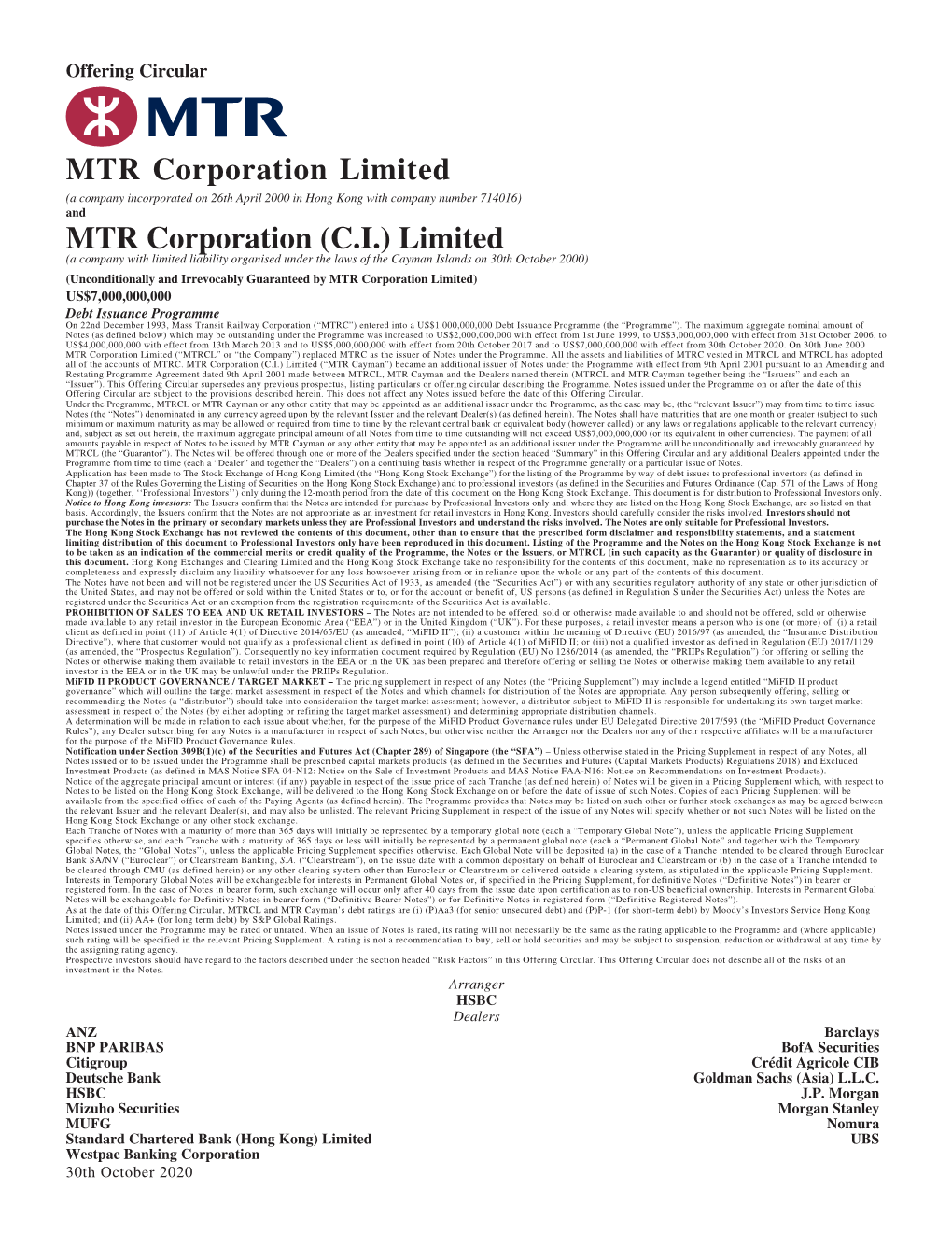 MTR Corporation (C.I.) Limited