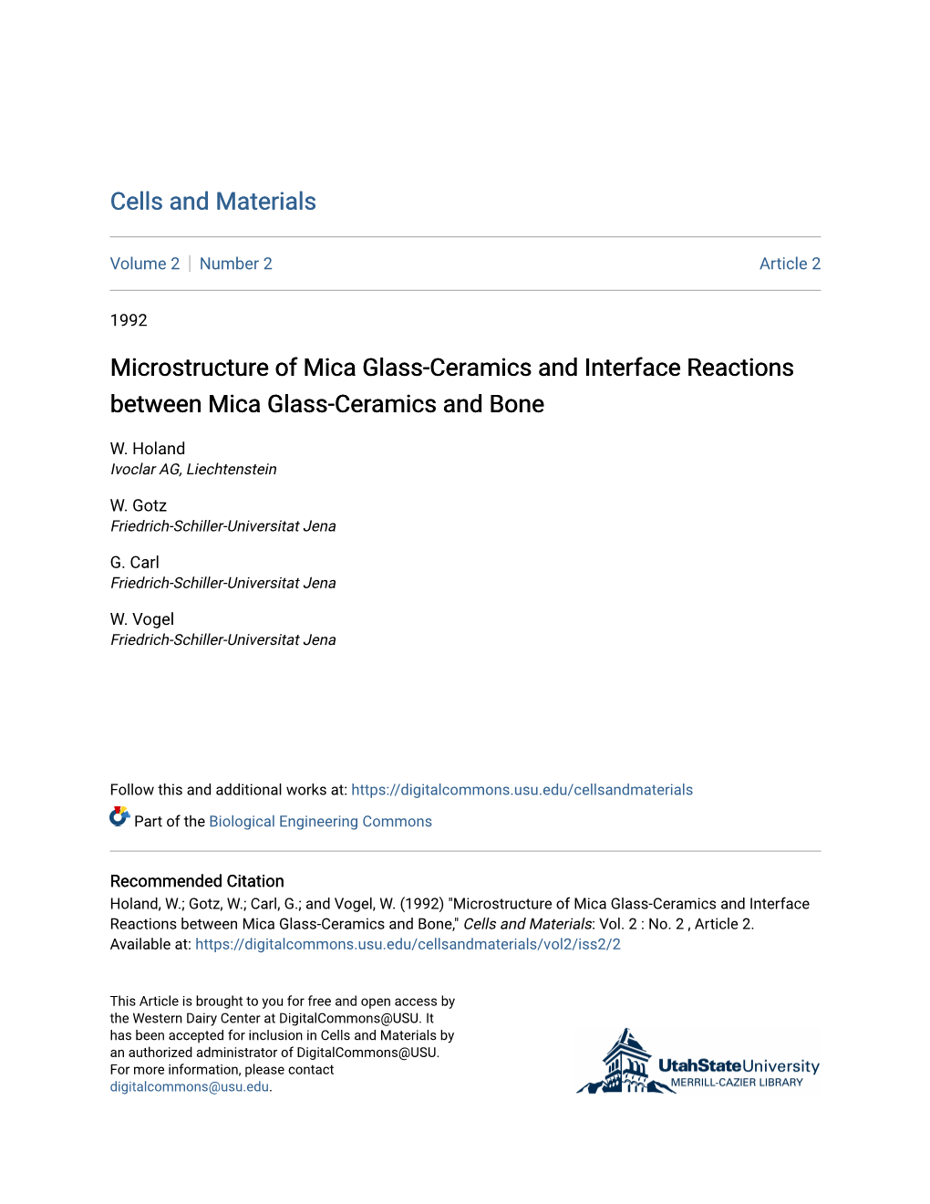 Microstructure of Mica Glass-Ceramics and Interface Reactions Between Mica Glass-Ceramics and Bone