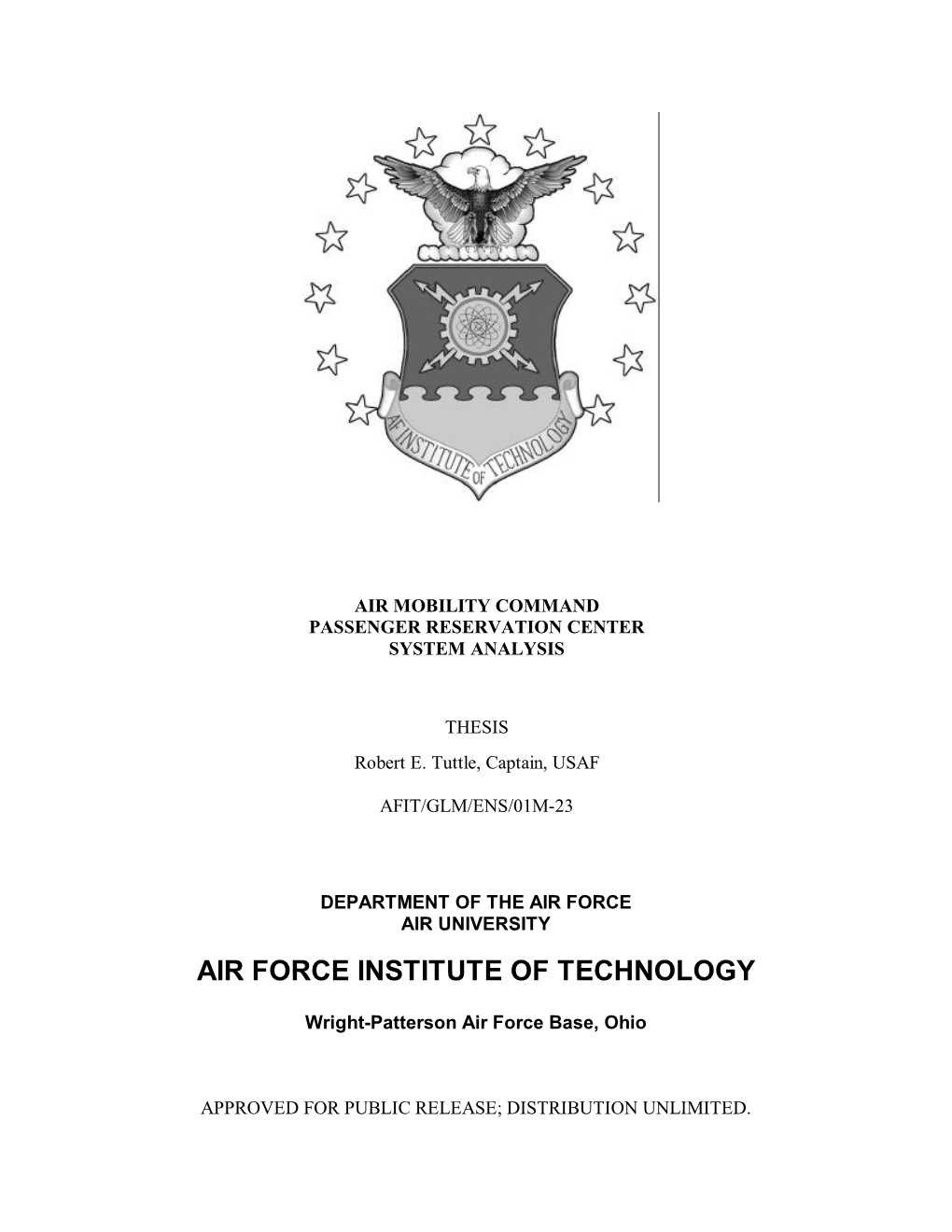 Air Mobility Command Passenger Reservation Center System Analysis