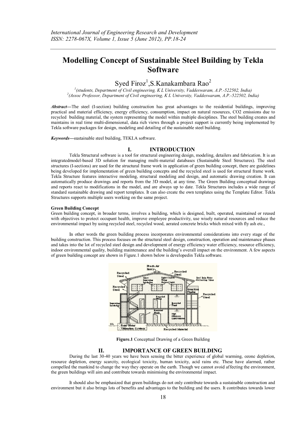 Modelling Concept of Sustainable Steel Building by Tekla Software