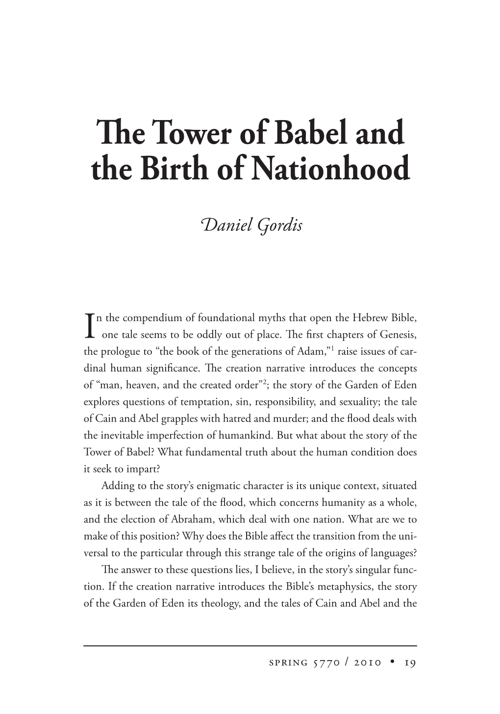 The Tower of Babel and the Birth of Nationhood