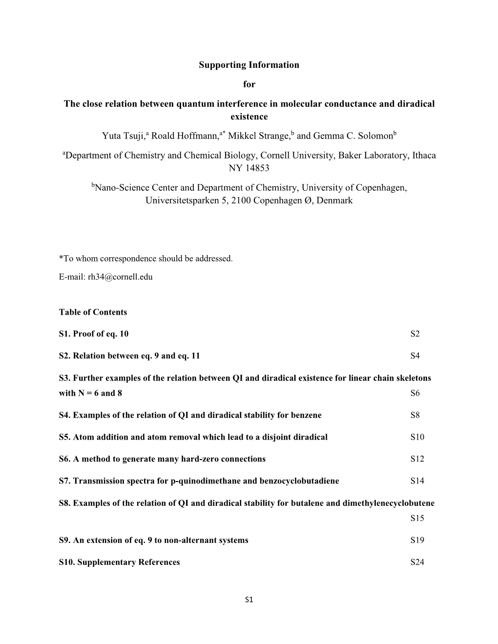 Supporting Information for the Close Relation Between Quantum