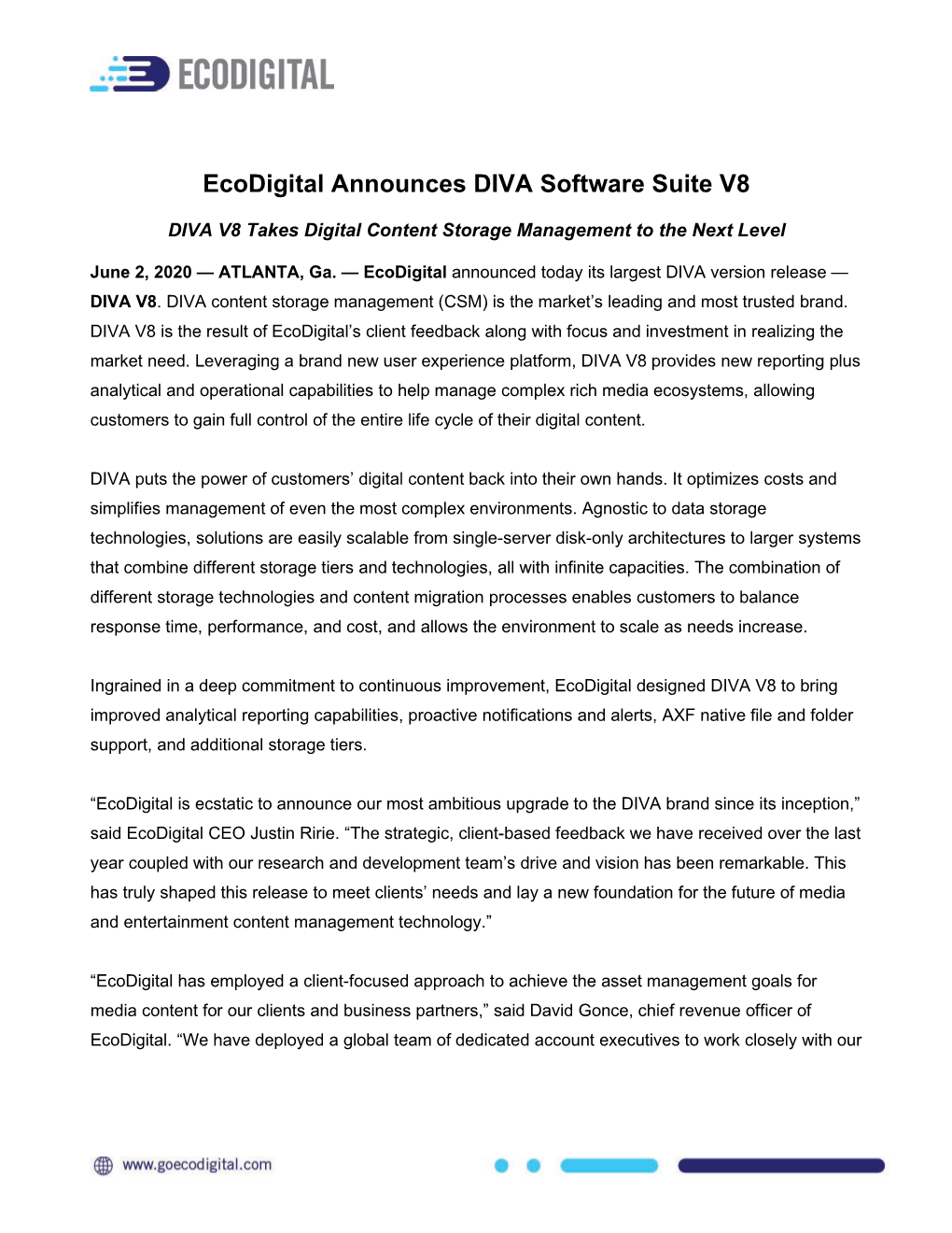 Ecodigital Announces DIVA Software Suite V8