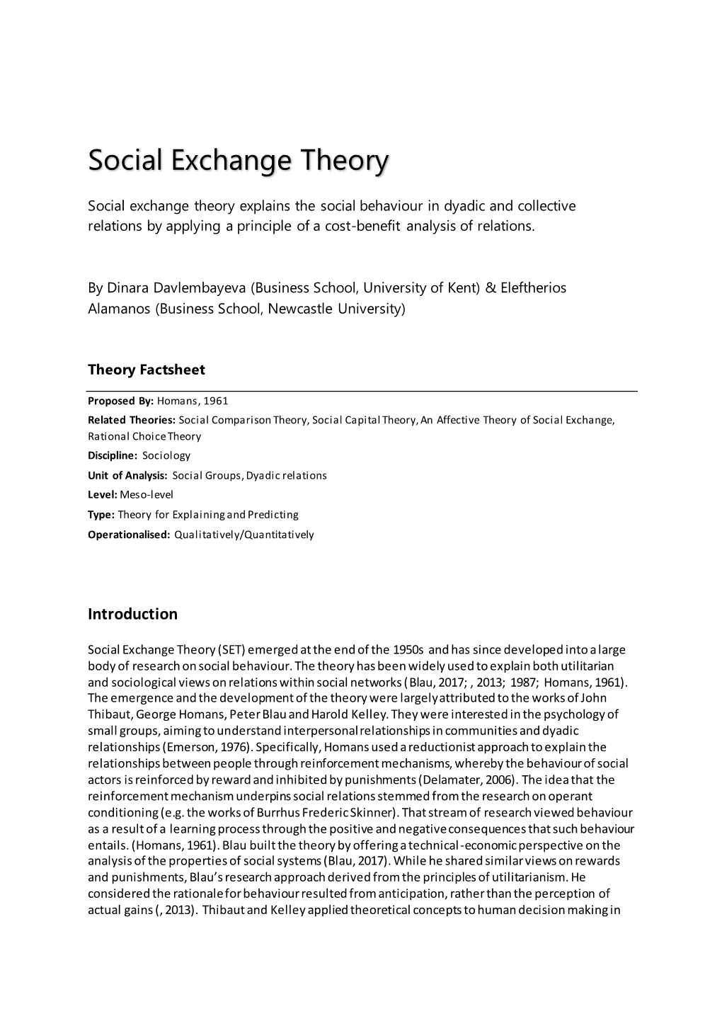 Theoryhub: Social Exchange Theory