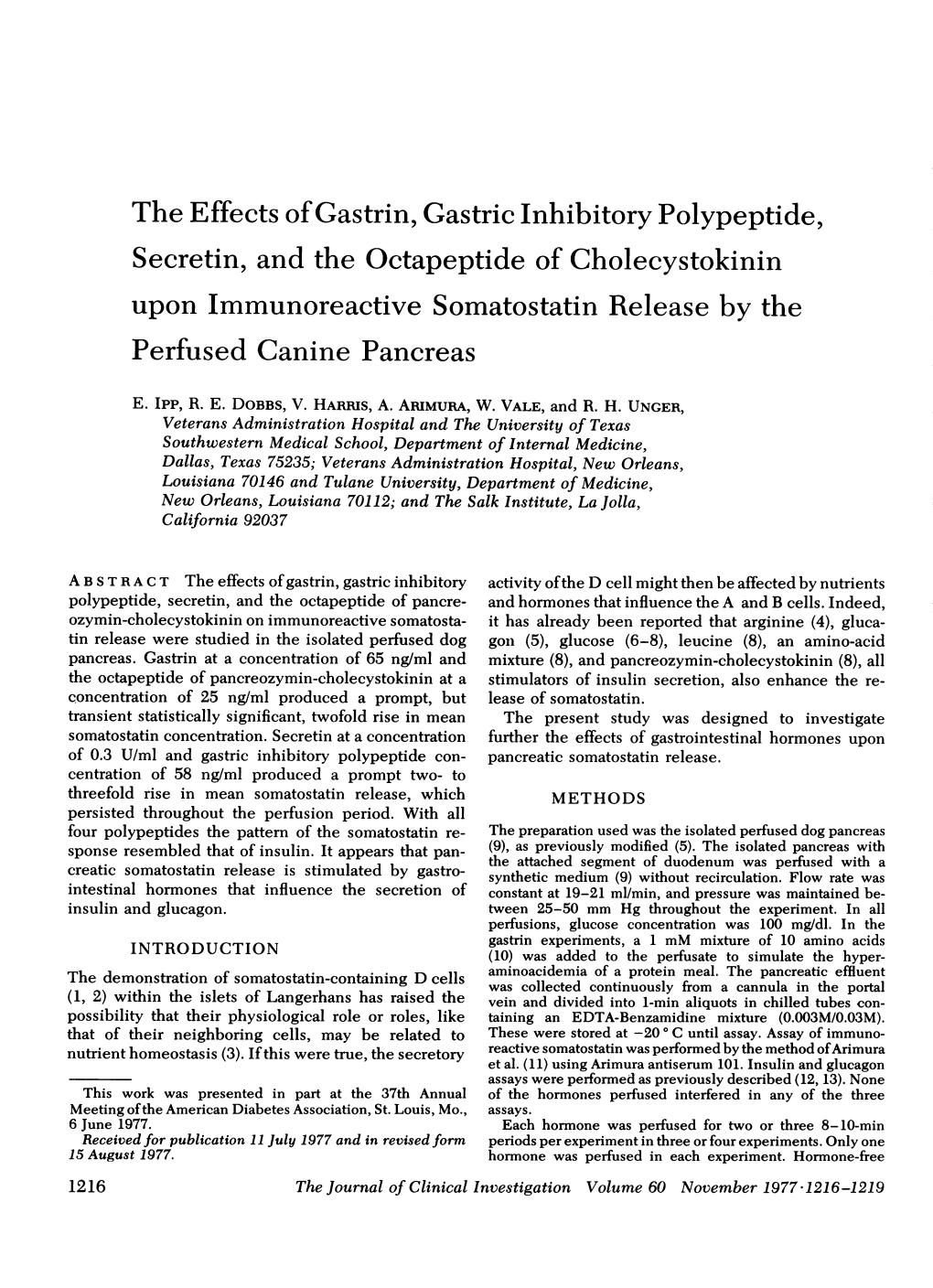 The Effects Ofgastrin, Gastric Inhibitory Polypeptide, Secretin, and The