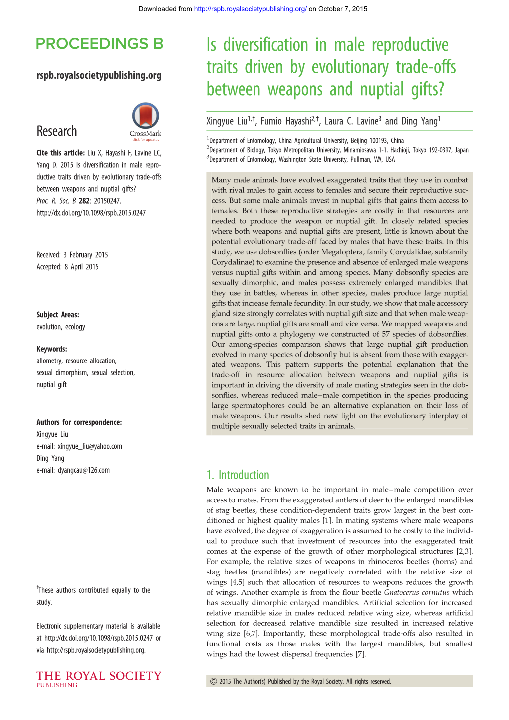 Is Diversification in Male Reproductive Traits Driven by Evolutionary Trade