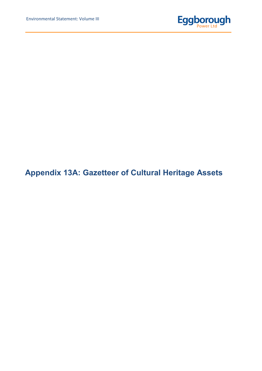 Gazetteer of Cultural Heritage Assets